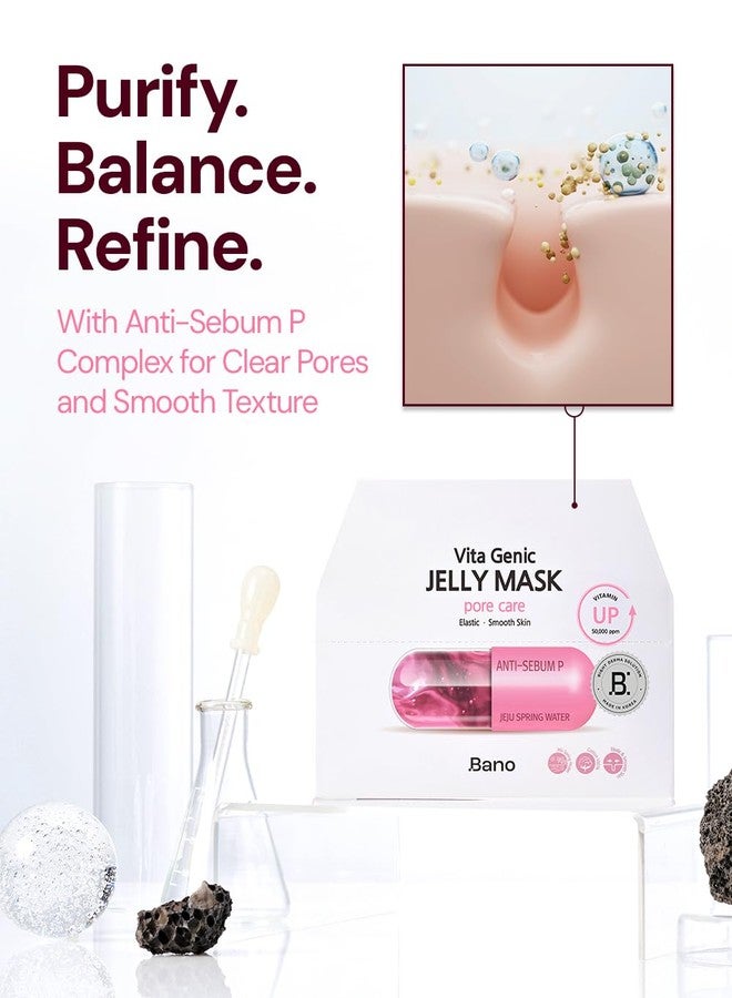 Bano Vita Genic Jelly Face Pore Care Mask 10EA – Hydrating Sheet Mask for Sensitive Skin, Korean Glass Skin Care with Spring Water, Vitamin C and Niacinamide, Sebum Control, Fragrance-Free - Image 4